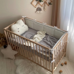 Husă pentru saltea pătuț bebe/copii din muselină 120 x 60 cm, culoare gri